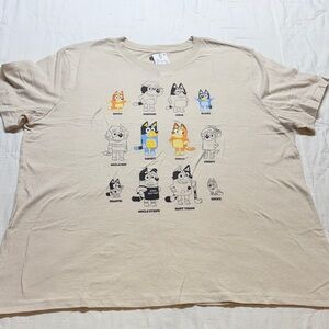 Bluey Characters Grid T-Shirt Tan Women's 2X NWT Bandit Chilli Bingo Heeler